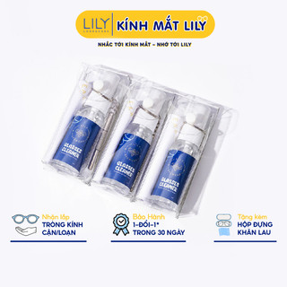 Set nước xịt rửa kính móc khóa khăn lau cao cấp Lily Eyewear