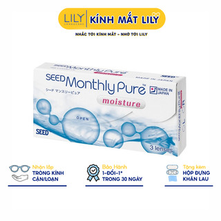 Lens 1 tháng LILYEYEWEAR kính áp tròng cận không màu SEED MonthlyPure moisture số 1 Nhật Bản độ tới 8.0