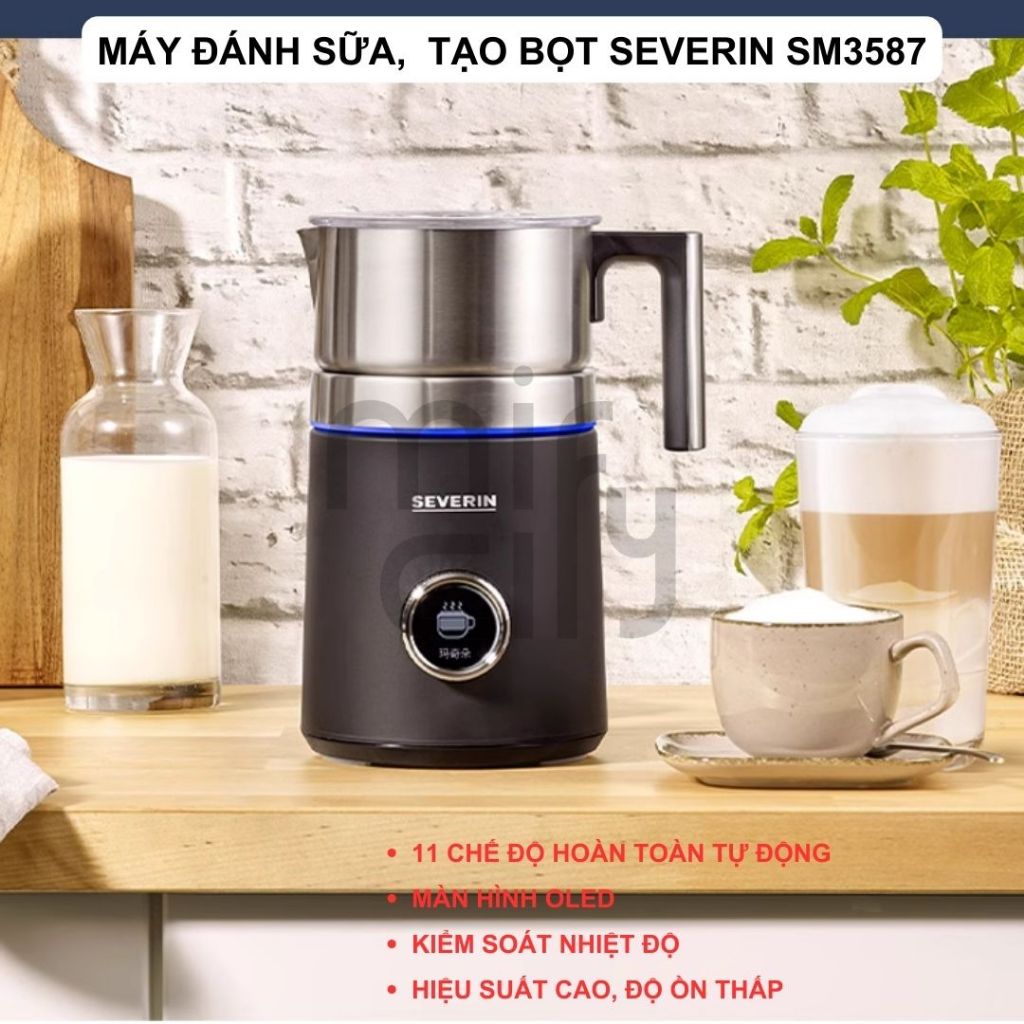Máy tạo bọt sữa, cà phê Severin SM3587, 11 chức năng với 3 đầu trộn, dung tích 700ml