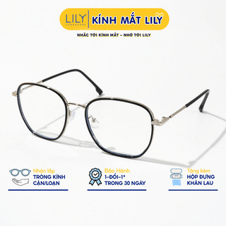 Gọng kính cận LILYEYEWEAR mắt bo tròn càng bọc kim loại chắc chắn màu sắc thời trang 9315