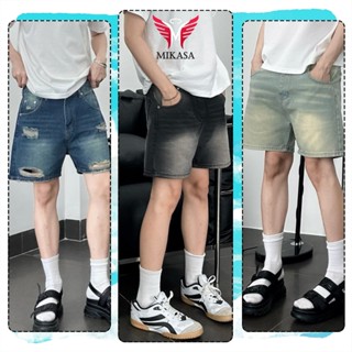 Quần Short đùi Bò Jean Nam Trắng Đen Retro Wash Co Giãn Mikasa - Quần Sooc trơn và rách thời trang