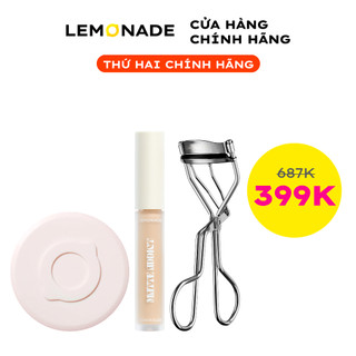 Combo Lemonade Phấn nước siêu kiềm dầu Supermatte Cushion 15g, Kem che khuyết điểm Matte Addict Concealer 3g, Kẹp mi 22g