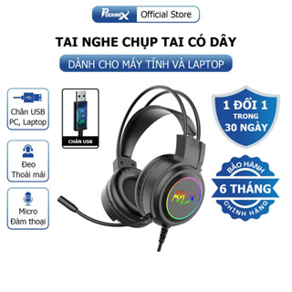 Tai nghe chụp tai có dây RKX dành cho máy tính và laptop âm thanh chân thực micro đàm thoại rõ nét