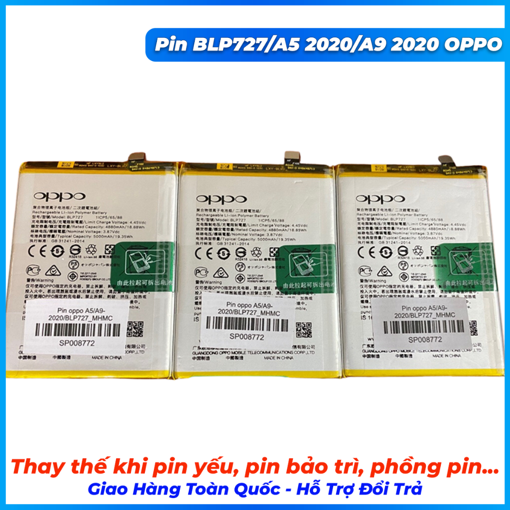 Pin oppo BLP727, a5 2020, a9 2020 oppo mới