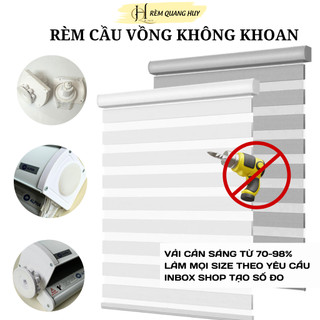 Rèm cầu vồng không khoan vải cản sáng 75-85%, chống nắng, rèm decor