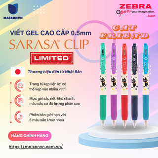 [LIMITED EDITION] Viết Gel Sarasa Clip CAT FRIENDS 0.5mm (phiên bản giới hạn) - Zebra Nhật Bản [Chính hãng]
