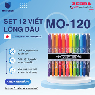 Viết lông dầu MO120 - set 12 màu - ZEBRA [Chính hãng]