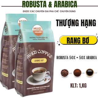 Cà phê hạt nguyên chất, rang bơ, robusta 50% + 50% arabica, loại thượng hạng