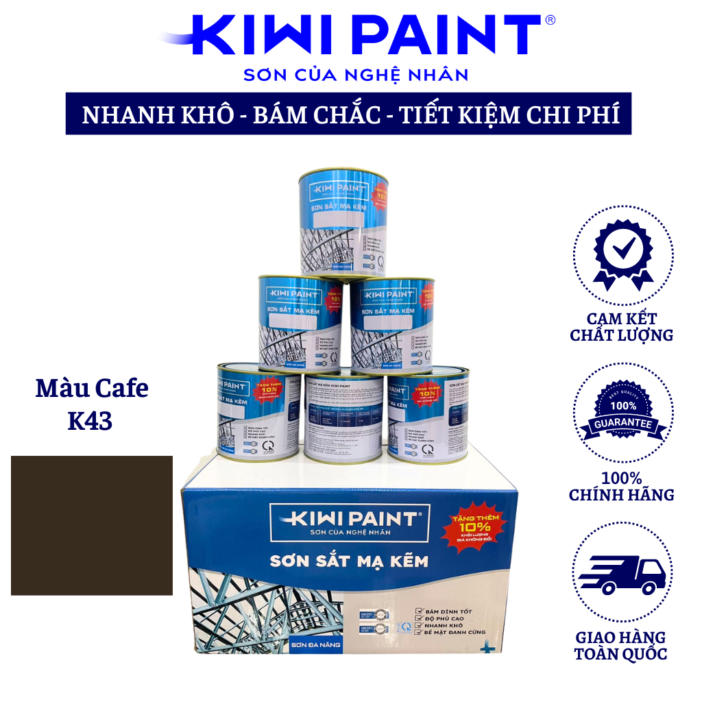Sơn Sắt Mạ Kẽm Kiwi Paint Màu Cafe K43