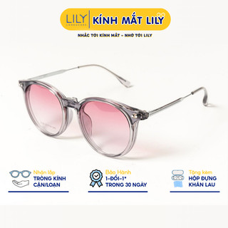 Kính mát tròn nam nữ LILYEYEWEAR kính nhựa gọng kim loại cứng cáp chống tia UV400 bảo vệ mắt màu sắc thời thượng P2239