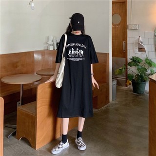 Váy suông dài  thun dài tay ngắn cổ điển kiểu Pháp mùa hè cho nữ TTDSA0062