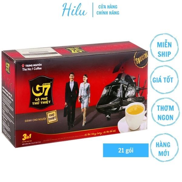 Cà phê sữa hoà tan G7, cafe Trung Nguyên thơm ngon hộp 21 gói
