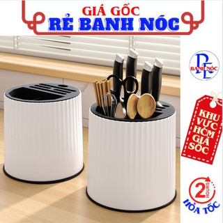 Giá Đựng Đũa Muỗng Dao Kéo Có Khay Hứng Nước Xoay 360 Độ - Kệ Để Thìa Đũa Nĩa Bằng Nhựa PP Cao Cấp