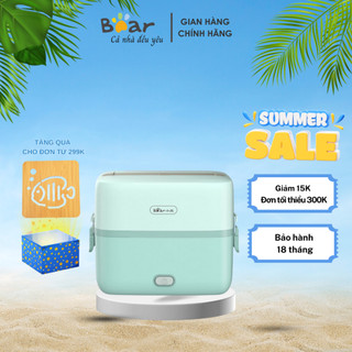 Hộp cơm cắm điện bear 1.2l sb-hc12l, hộp cơm 2 tầng 3 ngăn, nấu, hâm nóng và giữ nhiệt
