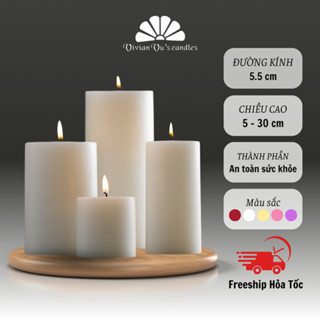  Nến Trụ Cao Cấp VIVIAN Vivian Vu's Candles Đường Kính 5.5cm 5 Màu Đỏ Trắng Hồng Tím Đa Dụng 