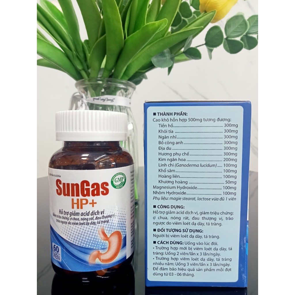 Viêm loét dạ dày tá tràng, trào ngược dạ dày thực quản, nhiễm khuẩn HP - Sungas HP