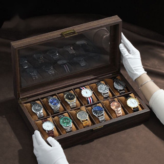 Hộp Để Đồng Hồ Đeo Tay 3 Ngăn 6 Ngăn 10 Ngăn 12 Ngăn Vỏ Da PU Màu Vân Gỗ