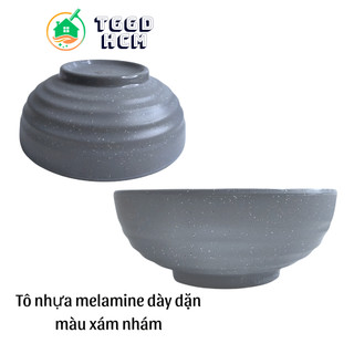 Tô nhựa melamine viền xoắn dày dặn màu xám nhám tô lớn- tô size 21.6cm