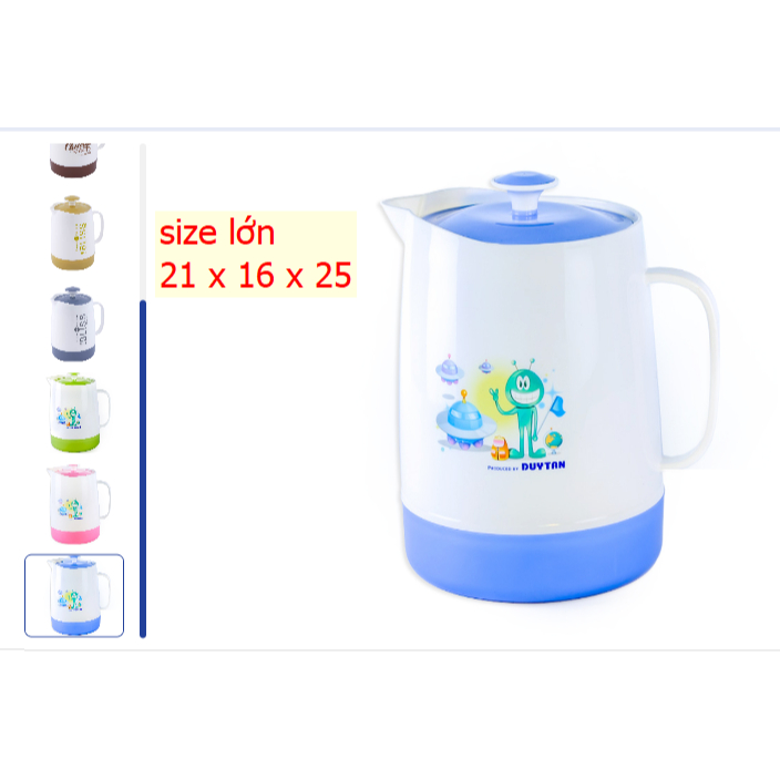 Ca cách nhiệt, ca giữ nhiệt nắp đậy 3 cỡ nhiều màu nhựa Duy Tân