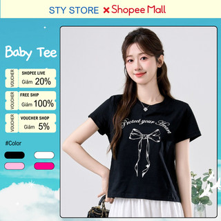 Áo Thun Baby Tee Nơ Form Ôm Body Chất Cotton 100% Mềm Mịn Cao Cấp Co Dãn 2 Chiểu Local Brand STY