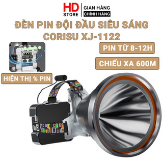 Đèn pin siêu sáng đội đầu CORISU XJ9519, XJ1122 chip LASER chiếu sáng xa, pin khỏe 7-9H, 5 chế độ, sạc ngược thiết bị
