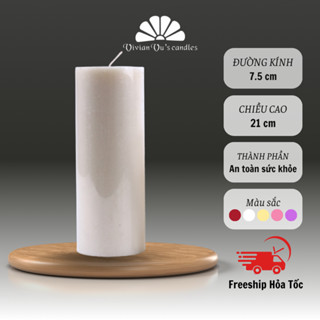  Nến Trụ Tròn Vivian Vu's Candles Kích Thước 7.5x21cm 5 Màu Đỏ Vàng Trắng Hồng Tím 