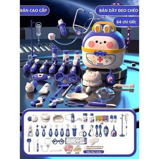  Đồ Chơi Bác Sĩ Thỏ - 64 Chi Tiết, Có Dây Đeo Chéo - Mẫu Mới 2024 - Chỉ Có Màu Xanh