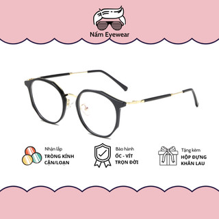 Gọng kính đa giác chuyên lắp cận kèm tròng chống ánh sáng xanh loại xịn cao cấp Nấm Eyewear 22641