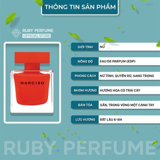 Nước hoa nữ hương phấn Narciso Rouge EDP- Nar đỏ lùn  - Rubyperfume