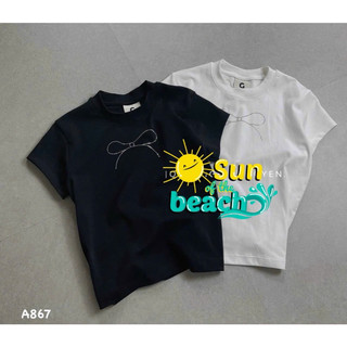 Set 2 áo cộc in nơ đen trắng nữ