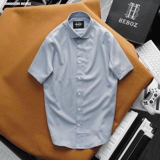 [HẾN STORE MENSWEAR] Áo sơ mi ngắn tay gân xéo Heboz 4M, sơ mi nam cổ bẻ - 00002195