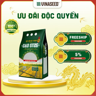 Gạo ST25 Ngon nhất thế giới năm 2019 Vinaseed túi 5kg - Dẻo, thơm, giàu dinh dưỡng