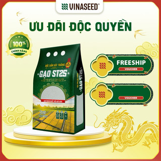 COMBO - 01 Gạo ST25 Vinaseed Dẻo Thơm 5kg & 01 Gạo Lứt Huyết Rồng Phúc Thọ 1KG
