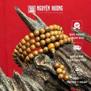 Vòng tay trầm hương 108 hạt Nguyên Mộc NGUYỆN HƯƠNG trầm hương thiên nhiên kích thước 6/7/8 mm