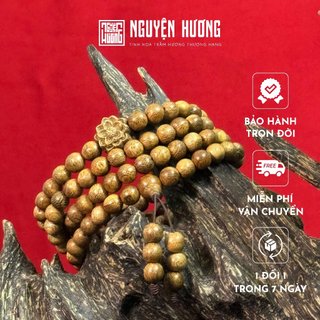 Vòng tay trầm hương 108 hạt Tịnh Liên NGUYỆN HƯƠNG hạt sen trầm hương thiên nhiên kích thước 6/7/8mm