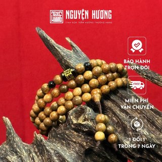 Vòng tay trầm hương Định Tâm 108 hạt Mệnh Thuỷ NGUYỆN HƯƠNG Nguyện Hương, đính charm phong thuỷ theo mệnh, kích thước 6