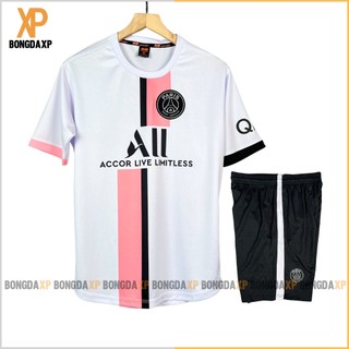 Áo Bóng Đá PSG Trắng Hồng, Đồ Đá Banh Vải Mè Cao Cấp