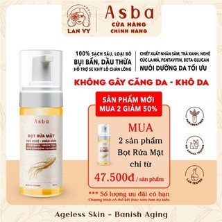  Sữa Rửa Mặt Nghệ Nhân Sâm ASBA Hỗ Trợ Ngừa Mụn Góp Phần Se Lỗ Chân Lông Hỗ Trợ Sáng Da Mặt 100ml 
