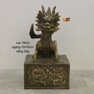 Cửu long kim ấn - rồng ngậm gậy như ý bằng đồng phong thuỷ