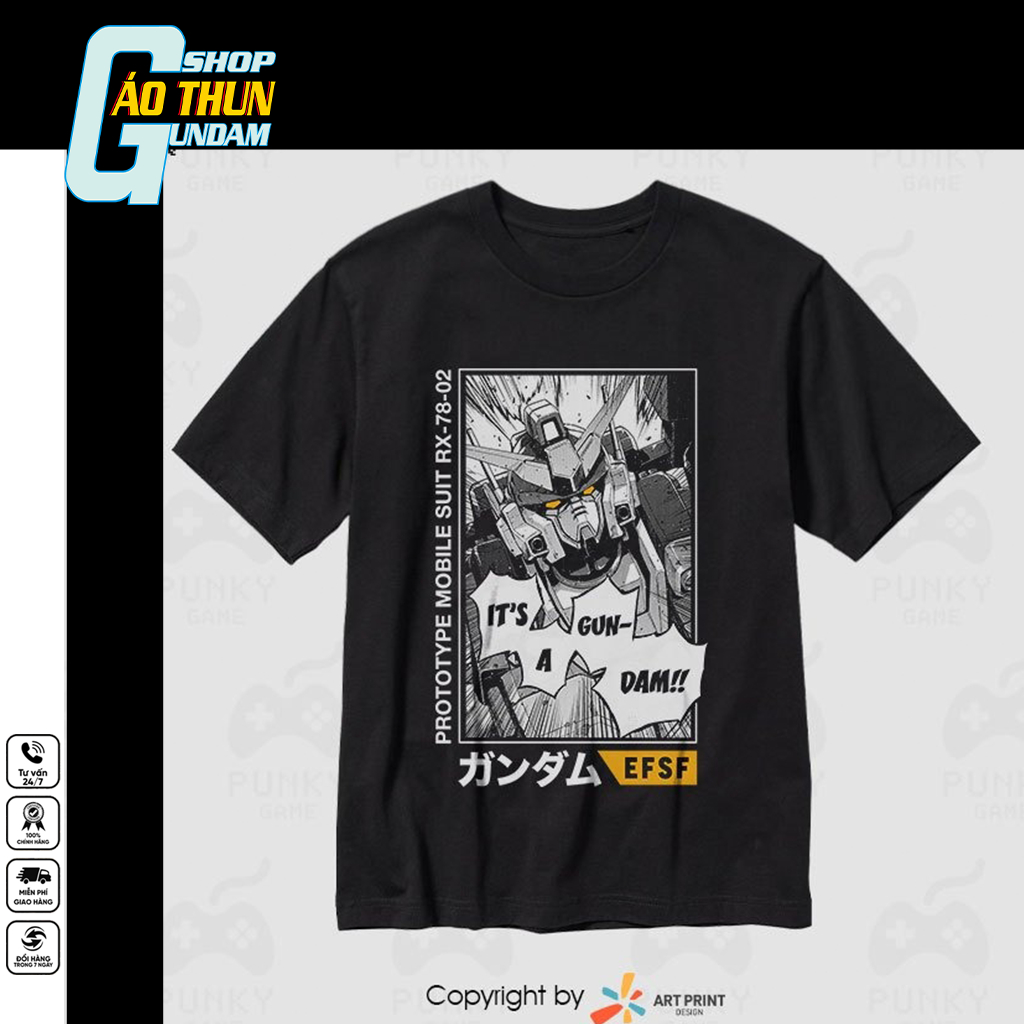 Áo thun Mobile Suit Gundam RX 78 Retro (Black) ngắn tay