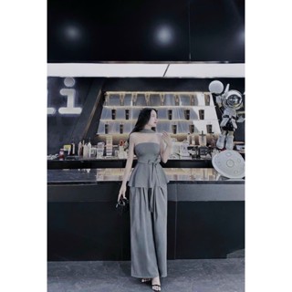 Sét bộ nữ mặc đi chơi đi tiệc sang chảnh chất tuyết mưa áo cúp ngực dây choàng cổ có mút mix quần dài ống rộng