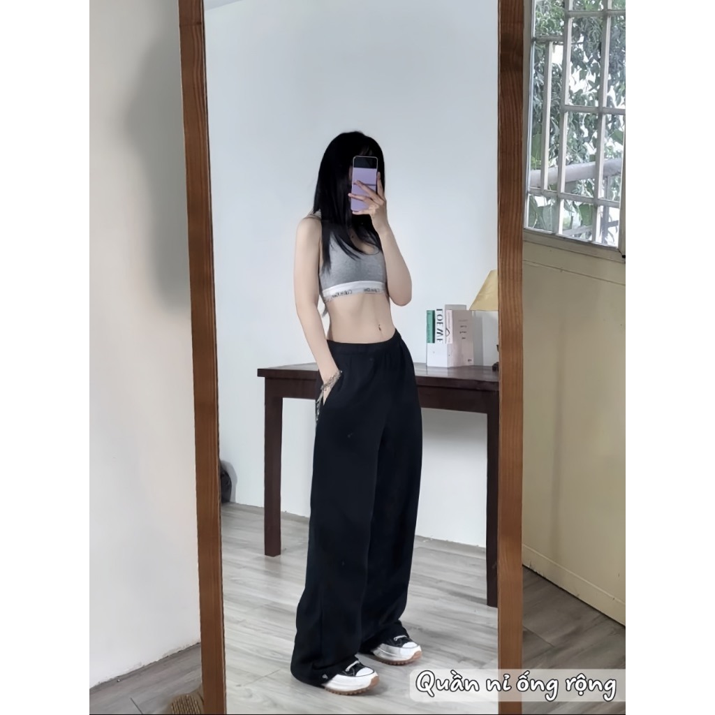 Quần Nỉ ống rộng nữ,quần dáng xuông unisex lưng cao đẹp,siêu hách dáng BUN222 | BigBuy360 - bigbuy360.vn