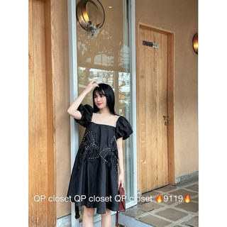 Đầm đen tơ nơ đá🖤