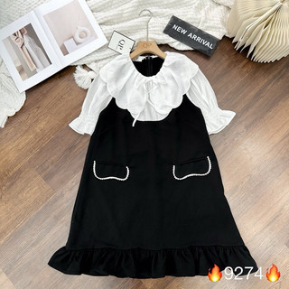 Đầm đen túi ngọc cổ trắng🎀