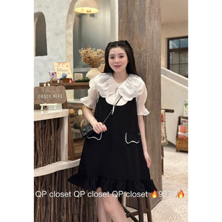 Đầm đen túi ngọc cổ trắng🎀