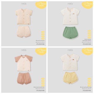 [ Nous Bộ Cộc Tay 0-12m ] Nous bộ cộc cài thẳng cài vai chất petit mềm mịn