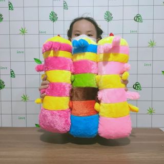 Gấu bông sâu lông nhiều màu cho bé