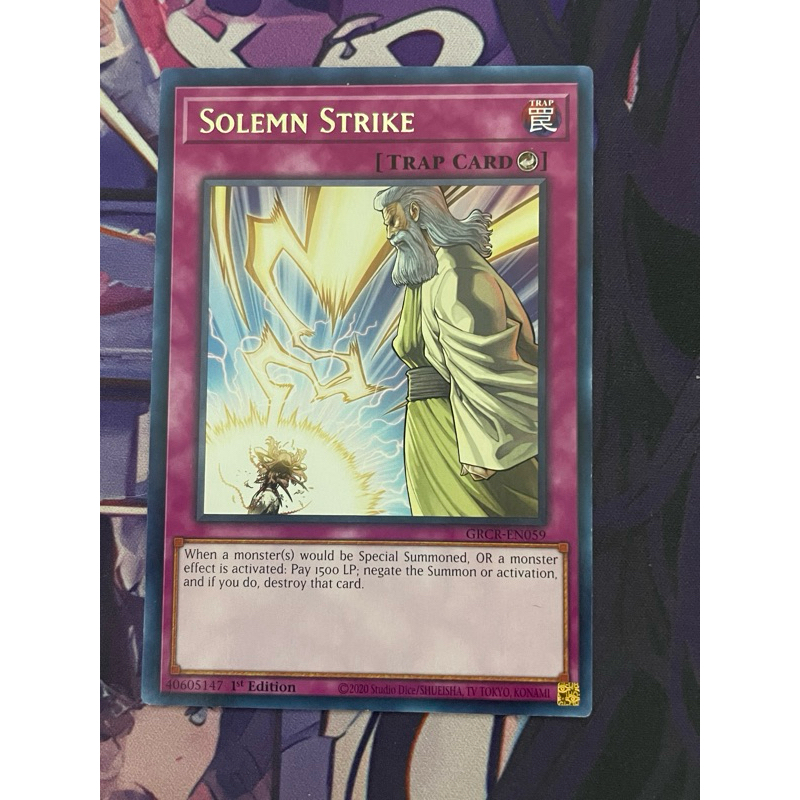 [GAUMEOYGO] Thẻ bài YugiOh TCG Solemn Strike - GRCR-EN059 - Rare 1st Edition