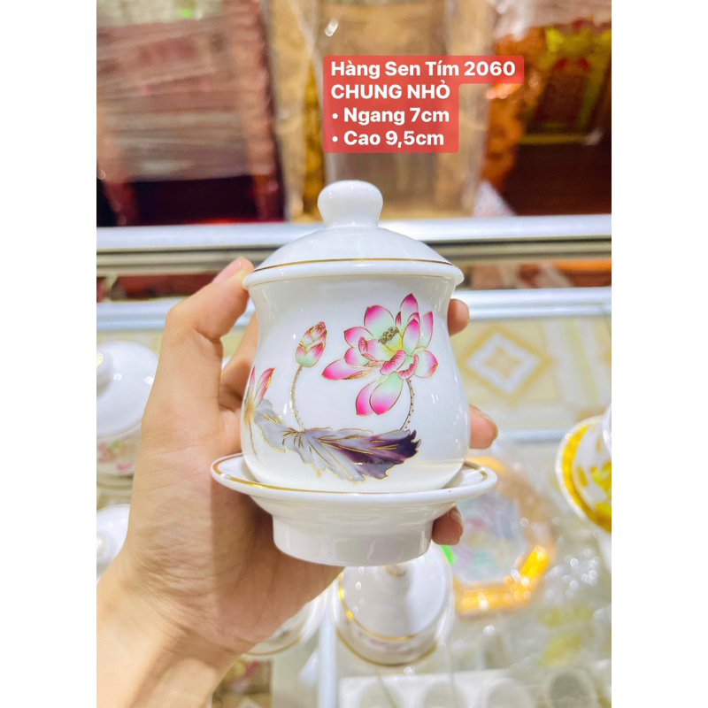[CÓ BÁN LẺ] Chung nước có nắp thờ cúng (Đựng Muối - Gạo - Nước) đủ loại hoạ tiết. Hình thật tại Shop