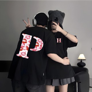 Áo thun nam nữ in chữ dấu hôn form rộng, Áo đôi nam nữ dấu hôn người yêu đánh dấu chủ quyền